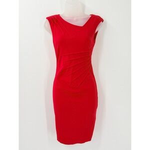 vtg y2k 90s Cache Red Sleeveless Pleated Dress Sz 0 sexy club going out USA chic